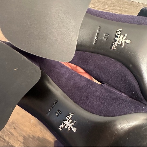 Prada Suede Fringe Buckle Chunky Loafer Heels - Picture 6 of 10